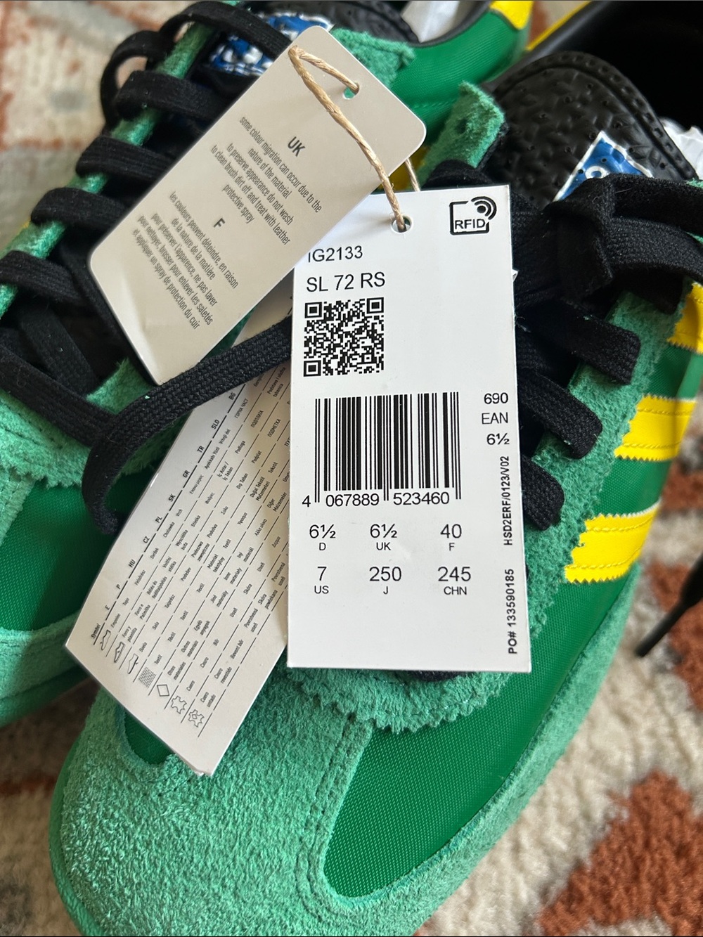 NWT Adidas SL 72 Green/Black/Yellow. Men’s 7 Women’s 8.5 EU 40 - Picture 2 of 8